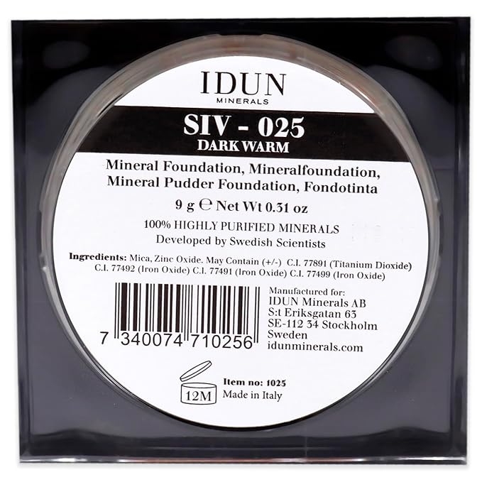 IDUN Minerals Mineral Powder Foundation - Longwear, Lightweight, Smooth Powder Formula - Blurring, Skin-Perfecting Finish - Vegan and Cruelty Free Formula - 025 Siv - 0.25 oz