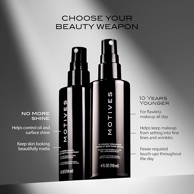 Motives 10 Years Younger Makeup Setting Spray - Long-Lasting Hold, Minimizes Slippage, Flawless Finish, Minimizes Pores, Lines, Wrinkles & Scars, Makeup Setting Spray, Oil-Free, 4 fl. oz
