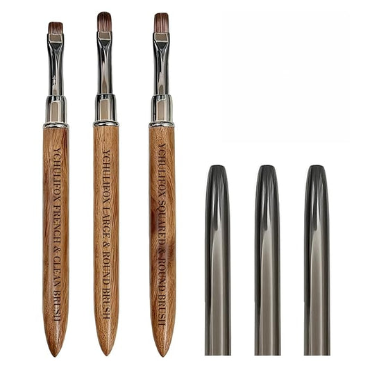 3pcs French Tip Nail Brushes for Polygel & Builder Gel, Professional Nail Design Tools for Sculpting,Filling,Nail Extensions & Art in Home Salon Use.