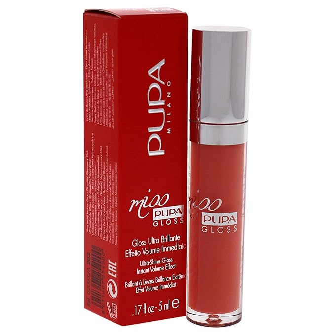 PUPA Milano Miss PUPA Milano Lip Gloss - Shiny, Smooth, Plump - Soft, Innovative Gel Texture - Glides Smoothly On Lips - For A Moisturizing And Volume Enhancing Effect - 202 Frosted Apricot - 0.17 OZ