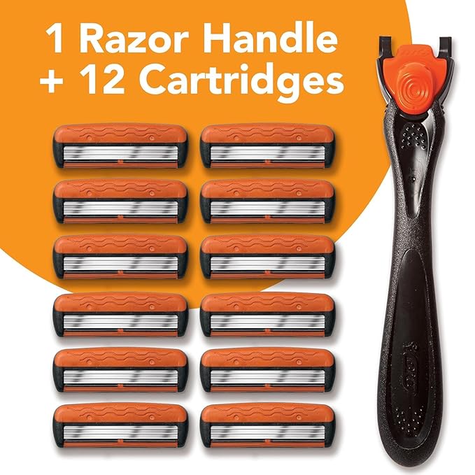 BIC Comfort 3 Refillable Three-Blade Razor for Men, Sensitive Skin Razor For a Comfortable Shave, 1 Handle and 12 Cartridges, 13 Piece Razor Set