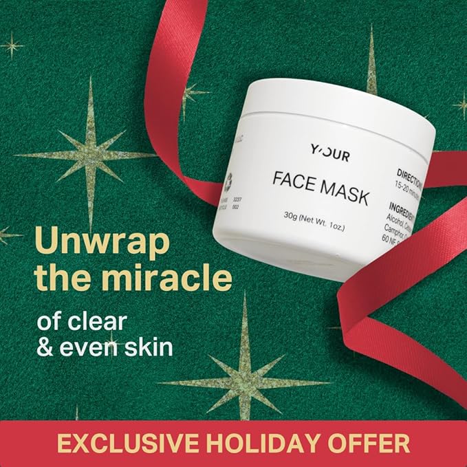 Y’OUR Purifying Detox Face Mask: Blackhead, Whitehead & Pore Remover; Anti-Acne & Pimple Care; Cleansing & Exfoliating for Hydrating & Glowing Skin; With Salicylic Acid & Bentonite Clay. Made in USA