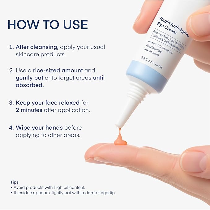 TEREZ & HONOR Rapid Anti-Aging Eye Cream - Instant Eye Tightener & Lifting Serum for Under Eye Bags, Puffiness, Dark Circles, Fine Lines & Wrinkle Reduction - Niacinamide + Peptides – Made in USA