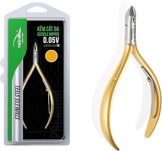NGHIA Premium Cuticle Nipper - D-05V Jaw 14 (Stainless Steel) - Professional Nail Tools