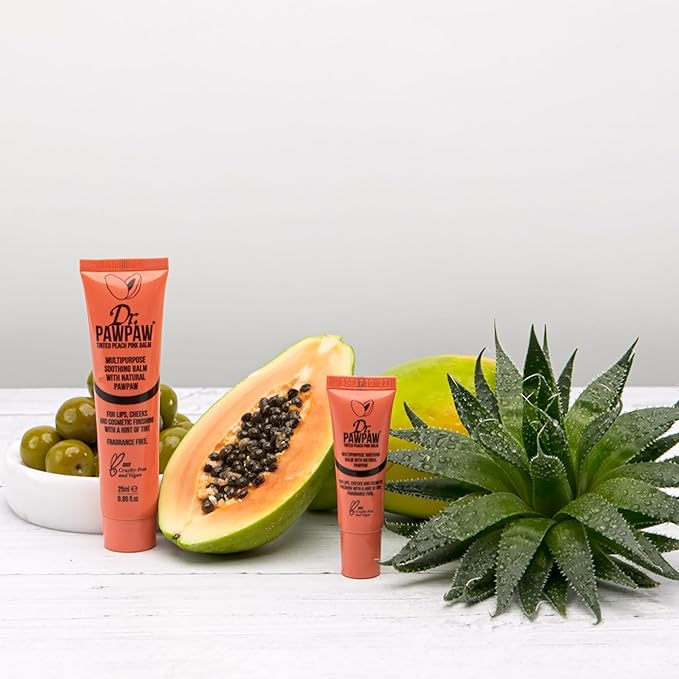 Dr. PawPaw Multipurpose Soothing Tinted Balm - Lip Balm for Lips, Cheeks, Eyes – Tinted Lip Balm - Lip Moisturizer with Pawpaw - Peach Pink - 0.84 oz