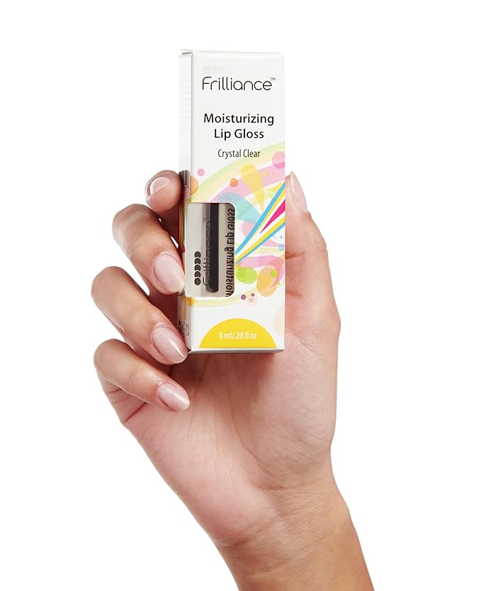 Frilliance Moisturizing Natural Crystal Clear Lip Gloss for Teens, Cruelty Free Hypoallergenic All Skin Types, 8 ml / .28 fl oz
