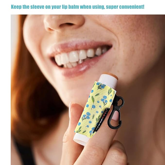 HEYSKAY 3PCS Lip Balm Holder Sleeves Keychain Lipstick Holder Key Chain Lip Gloss Holder Lipstick Elastic Sleeves