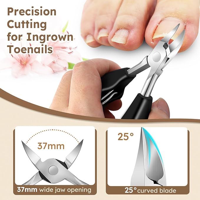 2026 Toenail Clippers for Thick Nails for Seniors, Nail Clippers for Men Angled Head, Toe Nail Clippers Slanted, Wide Jaw Opening with Catcher, Heavy Duty Ingrown Toenail Clippers Long Handle