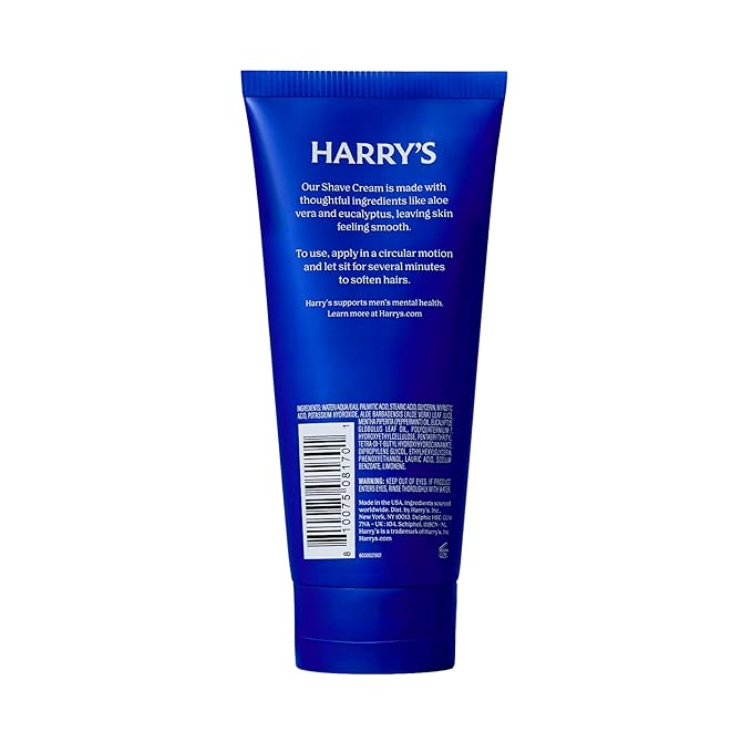 Harry's Shaving Cream for Men with Aloe and Eucalyptus - (4 Pack) 6 oz - Conditions Skin and Softens Facial Hair for Shaving - Safe for Sensitive Skin