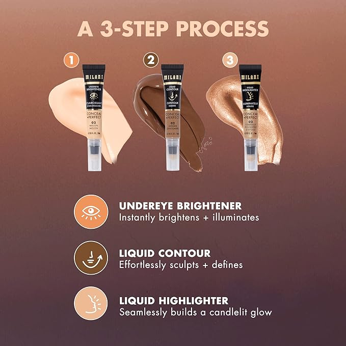 Milani Conceal + Perfect Undereye Brightener for Treating Dark Circles, Face Lift Collection - Nectar