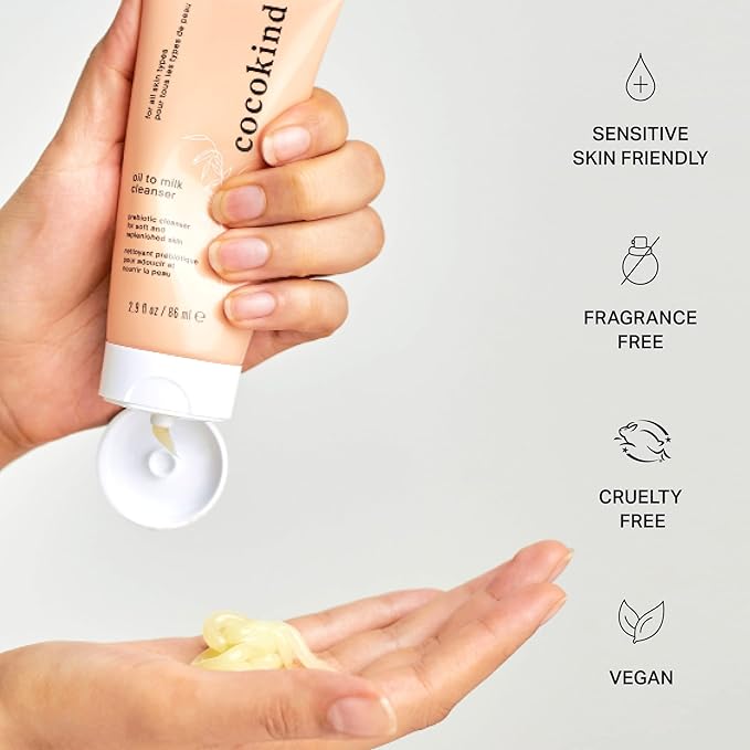 Cocokind Oil to Milk Face Wash, Based Cleanser and Makeup Remover - Cleansing, Cleansing Milk and Cream Cleanser for Face, 3 Pack