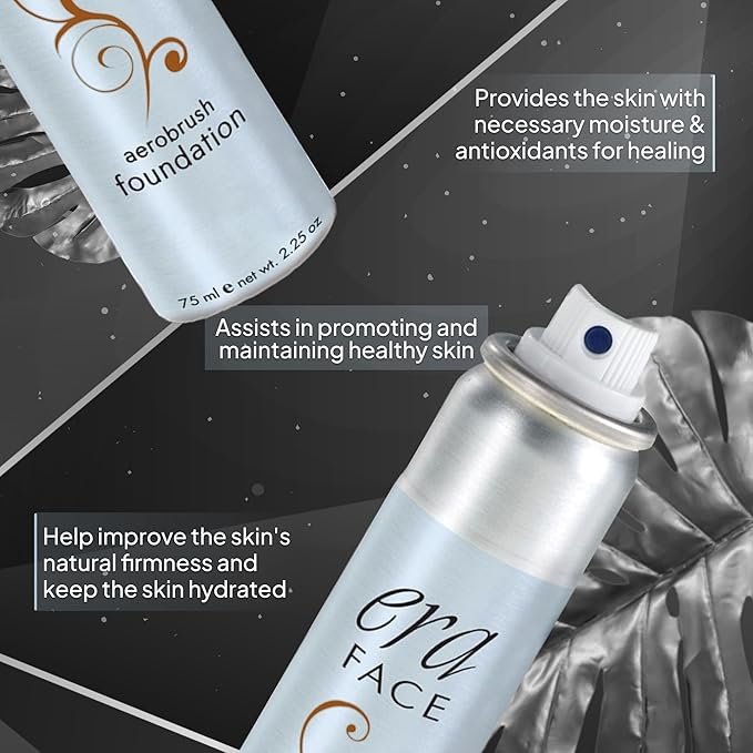 ERA Beauty Essentials Airbrush Makeup Collection (Era Face spray on Foundation - R9 Chestnut + Era Primer + Sponge)