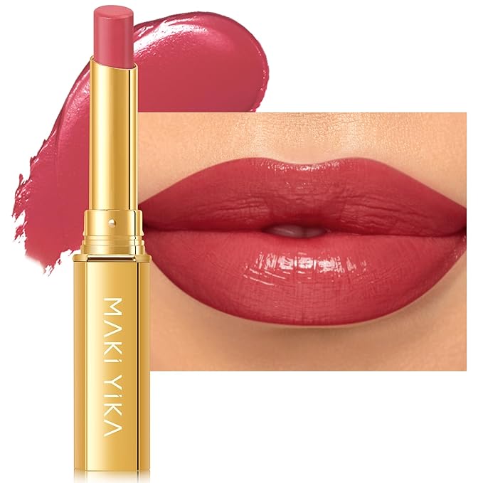 MAKI YIKA Red Lipstick for Women Moisture Hydrate Lipsticks Glossy Rose Red Lipsticks Sheer Finish Lightweight Tinted Lip Balm(Z14 Rosy Suede)