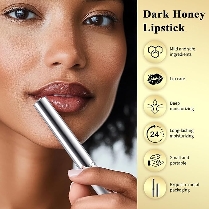Honey Lipstick Tinted Lip balm, Hydrating Nourishing Sheer Formula Lipstick, Natural Glossy Finish (2 PCS BLACK)