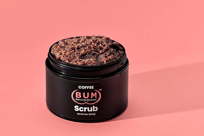 BUM Coffee Sugar Scrub for Body - Coffee Scrub Body Exfoliator with Organic Shea, Coconut Oil, Rosehip, Vitamin E & Jojoba - Moisturizing, Seductively Scented & Subtly Flavored Exfoliant (8 oz)