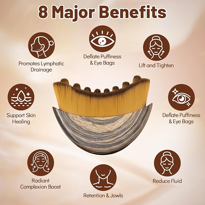 Lymphatic Contour Face Brush, Lymphatic Drainage Massager - Anti-Puffiness, Detox & Lift, Ergonomically Designed to Fit The Skin Precisely, Soft Bristles Care for The Skins, Relieve Fatigue