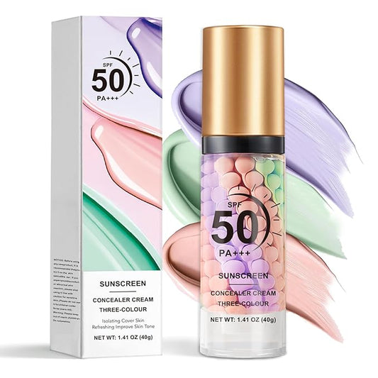 3 in 1 Primer for Face Before Makeup, SPF 50 PA+++, One Step Color Correcting Makeup Face Primer, Oil Control Moisturizing Sunscreen Makeup Color Corrector Facial Serum Radiance Skin