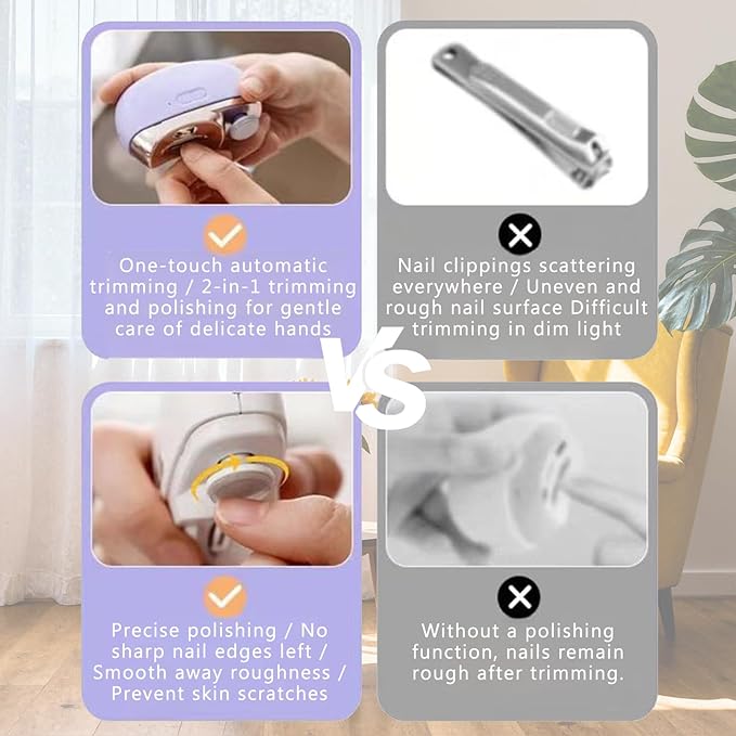 2026 New 3 in 1 Automatic Easy Clip Electric Nail Clipper with Polishing 2 Speed Adjustable for Kids Elderly Adults Homebound Seniors Manicure Kit