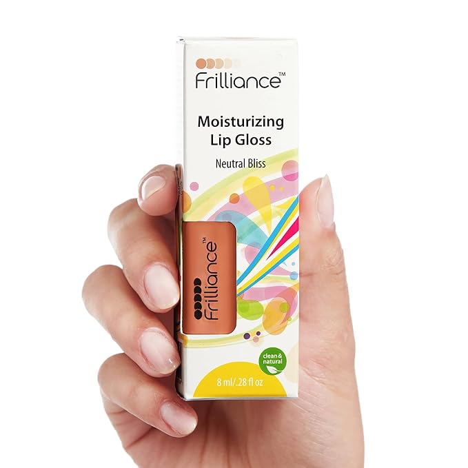 Frilliance Moisturizing Natural Lip Gloss, Neutral Bliss Color, Vegan Cruelty Free Hypoallergenic for Teens of All Skin Types, 8 ml / .28 fl oz