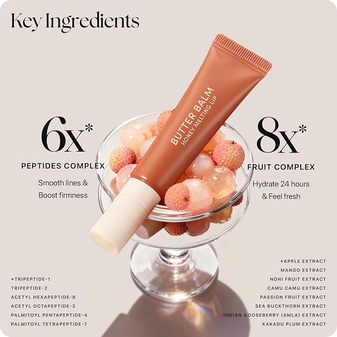 Nature Republic Honey Melting Lip & Butter Balm (PLUM & LYCHEE JELLY) Set - Moisturizing Tinted Lip Balm, Peptides, Sheer & Glossy, Stocking Stuffers