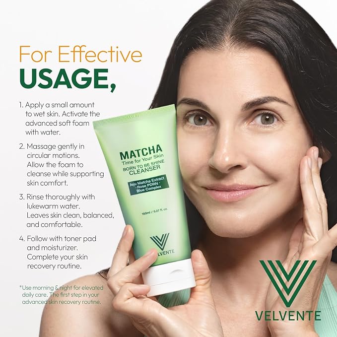 Matcha Gentle Cleanser Pore Refining, Rose PDRN Foam Wash for Redness Relief, Acne-Prone Skin Daily Cleanser, Green Tea Low-pH Soothing Face Wash, Sensitive Skin Friendly, Korean Skin Care