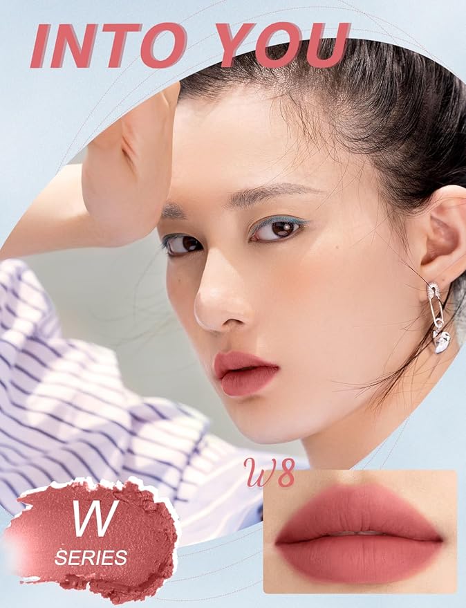 INTO YOU Matte Lipstick, Super Stay, Long Lasting Waterproof Lip Stain, Soft Lightweight Lip Clay Mousse, Dual-Use Pink (W8)