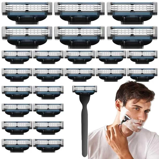 Razor Blades for Men - 24pcs Precision Compatible With Mach 3 Razor Blades Refills for Men - Razors, Dual Lubrication for Close