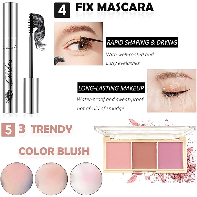 All in One Makeup Kit for Women & Teens - Full Cosmetics Kit with Everything for Beginners & Professionals - 12-Shimmer