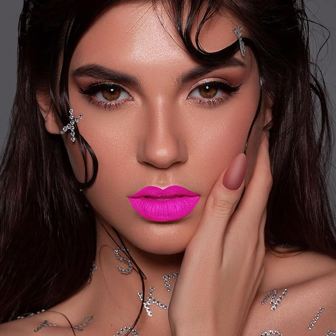 MAKI YIKA 3Pcs Matte Liquid Lipstick Set, Purple Plum Pink Lipstick Long Lasting Smudge Proof Non Transfer Lip Makeup (Purple+Plum+Pink)