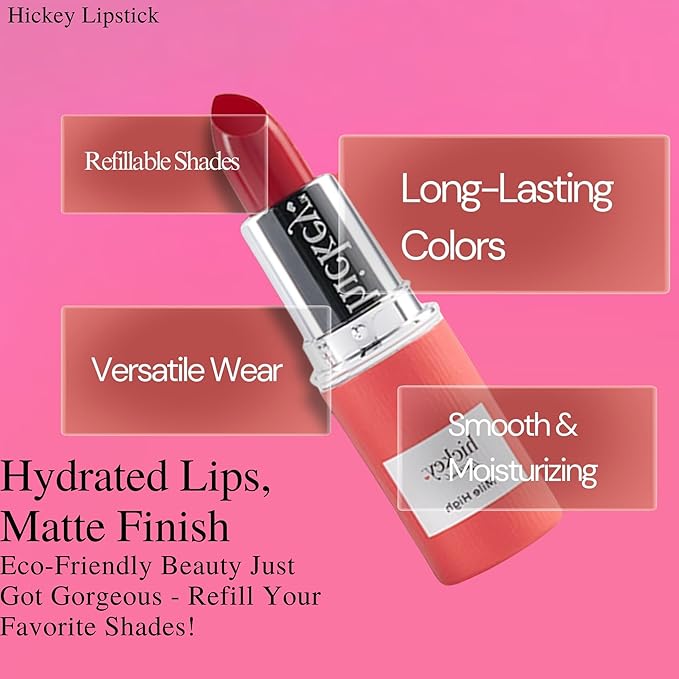 Hickey Lipstick for Women | Nude, Pink & Red Lipsticks Shades | Long Lasting Lipstick for women | Moisturizing, Hydrating & Velvet Finish | 24-Hour Waterproof Cream Lipsticks (Pack of 3)