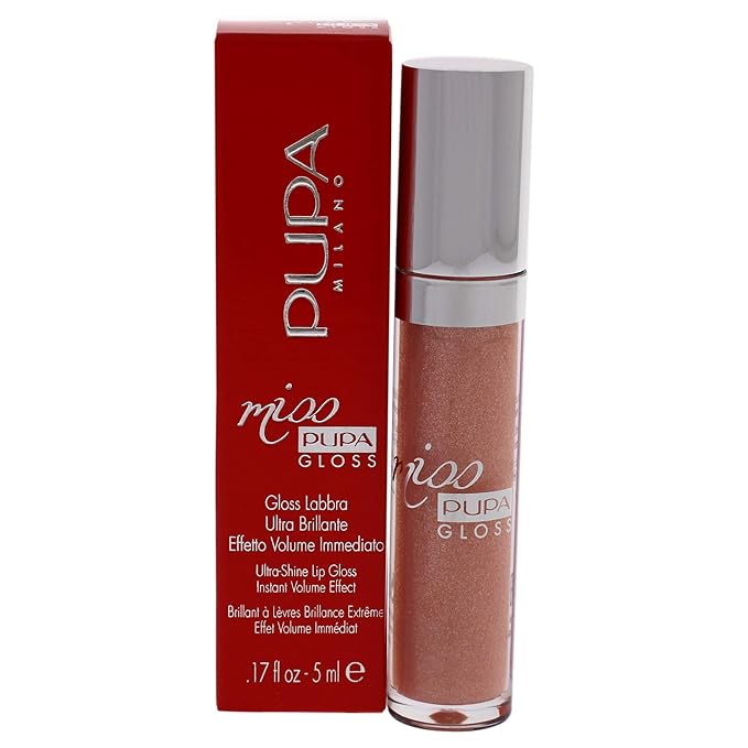 PUPA Milano Miss PUPA Milano Lip Gloss - Shiny, Smooth, Plump - Soft, Innovative Gel Texture - Glides Smoothly On The Lips - For A Moisturizing And Volume Enhancing Effect - 102 Sexy Skin - 0.17 OZ