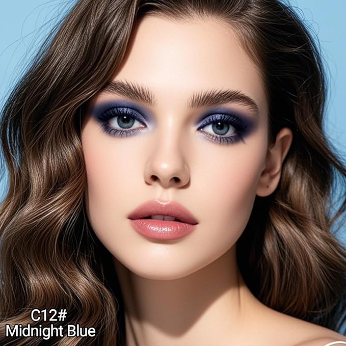 Erinde Waterproof Cream Eyeshadow Stick, Midnight Blue Shimmer Eye Shadow Sticks, Cream to Powder Eyeshadow Crayon, Buildable & Blendable Long-Lasting Eye Shadow Stick, Vegan & Cruelty-Free, C12