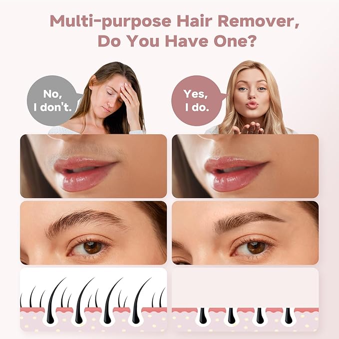 Gurelax Eyebrow & Facial Trimmer: 2-in-1 Electric Facial Hair Removal & Eyebrow Shaver (Built-in Mirror), Face Razor for Women with 2 Replacement Heads