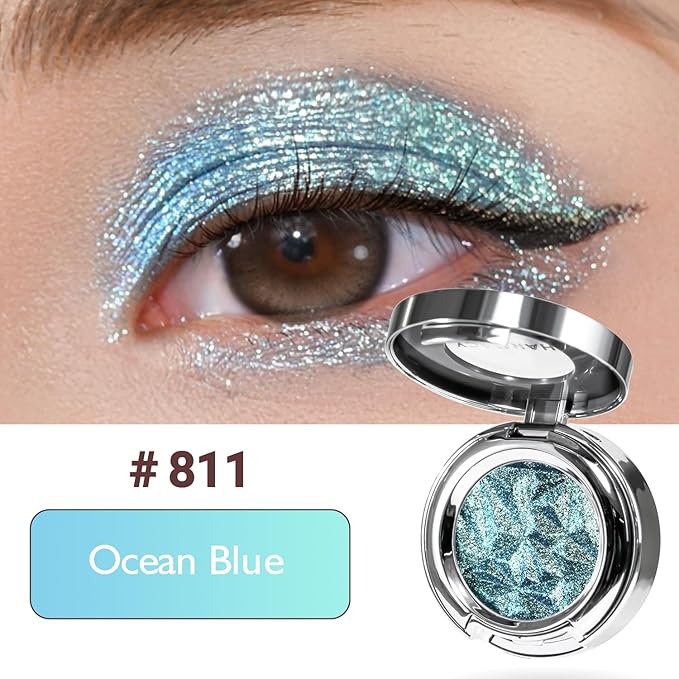 CHARMACY Multichrome Glitter Eyeshadow, Intense Color Shifting Creamy Eye Shadows, Highly Pigmented, Metallic Shimmer Eyeshadow #811
