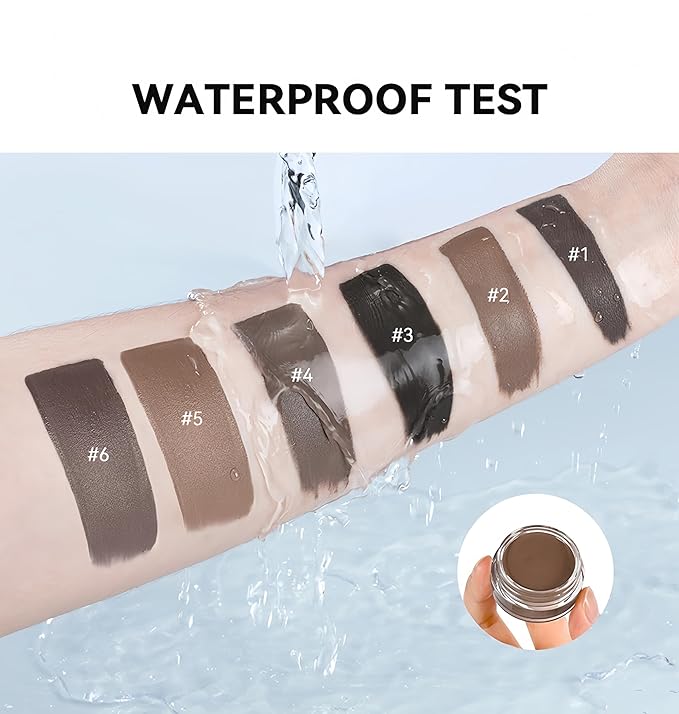 MAEPEOR Eyebrow Pomade 6 Colors Matte Smooth Full-pigmented Brow Pomade Long Lasting Waterproof Natural Brow Gel for All Skin Types and Tones (Matte, 02 Medium Brown)