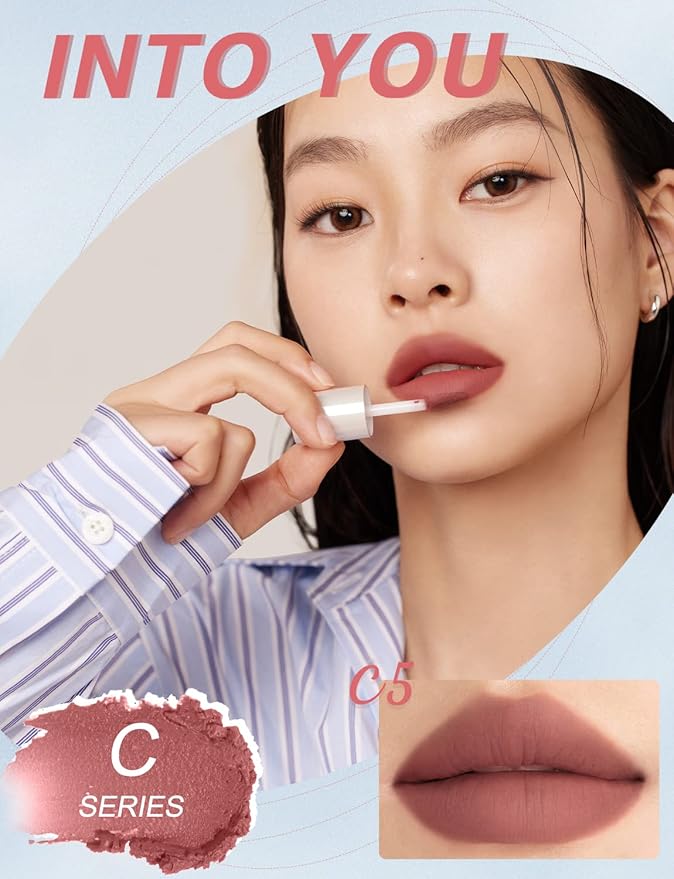 INTO YOU Matte Lipstick, Super Stay Lip Mud for Women, Lip Stain Long Lasting Waterproof, Lip Color Soft Lightweight, Smooth Lip Clay Mousse, Dual-Use For Lips And Cheek, Nude Lipstick (C5)