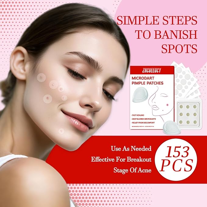 Pimple Patch (153 Count), Acne Patch Bulk, Zit Stickers 3 Sizes, Hydrocolloid Spot Stickers, Clear Acne Dots for Covering Zits, Blemishes and Breakouts