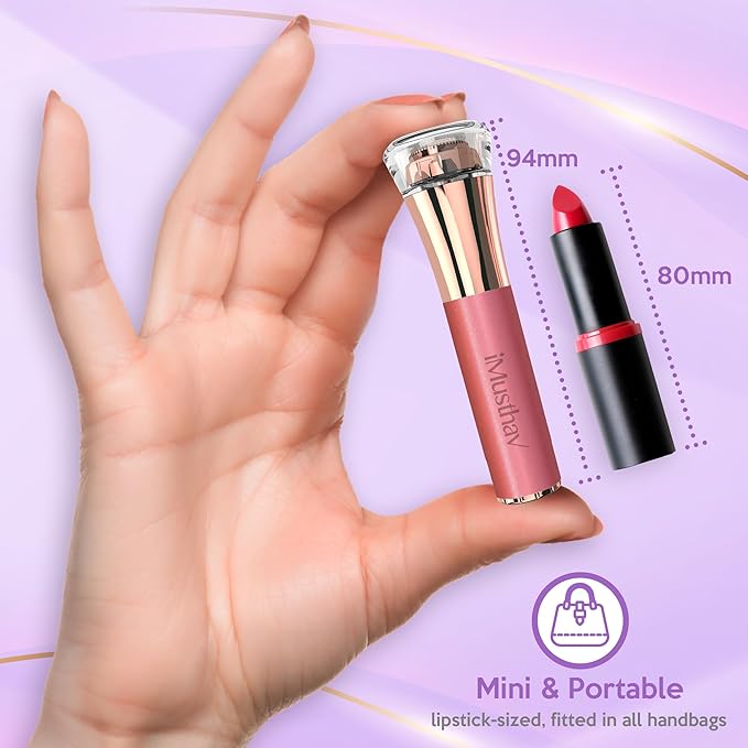 iMusthav Facial Hair Remover for Women – Painless 16mm Dual Ring Floating Head Blade, Portable, Electric Razor & Epilator for Flawless Face, Lips & Chin – with 18K Gold-Plated Head, 360° LED Light
