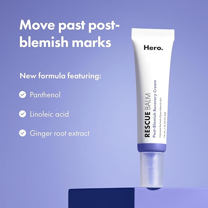 Hero Cosmetics Rescue Balm (New Formula)-The Post-Blemish Cream to Boost Hydration and Improve the Look of Post-Blemish Marks. Derm-Tested. New Formula. Won’t Clog Pores. 15mL