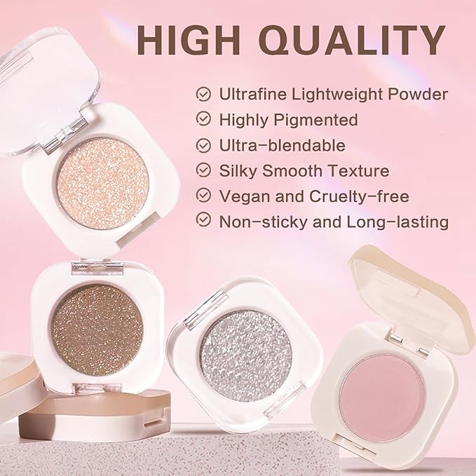 Pink Eyeshadow,Lightweight Nude Eyeshadow,Blendable Formula Eye Shadow for Older Women,Ultra-fine Smooth Powder,Daily Matte Eyes Makeup (02 Half Pink)