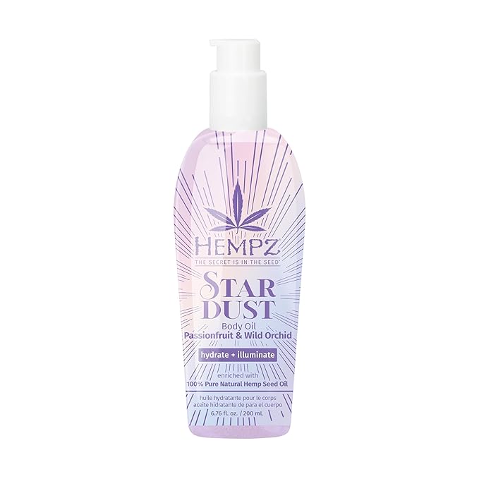 Hempz Star Dust Body Oil, Highlighting Moisturizer, Silver Shimmer Gel, Unicorn Sparkle, 6.76 oz.