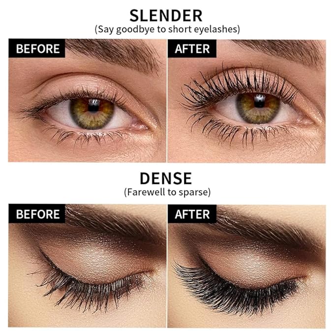 Black and White Waterproof Mascara, 1 Mascara with 2 Colors, Long Lasting, No Smudge,Volume and Length