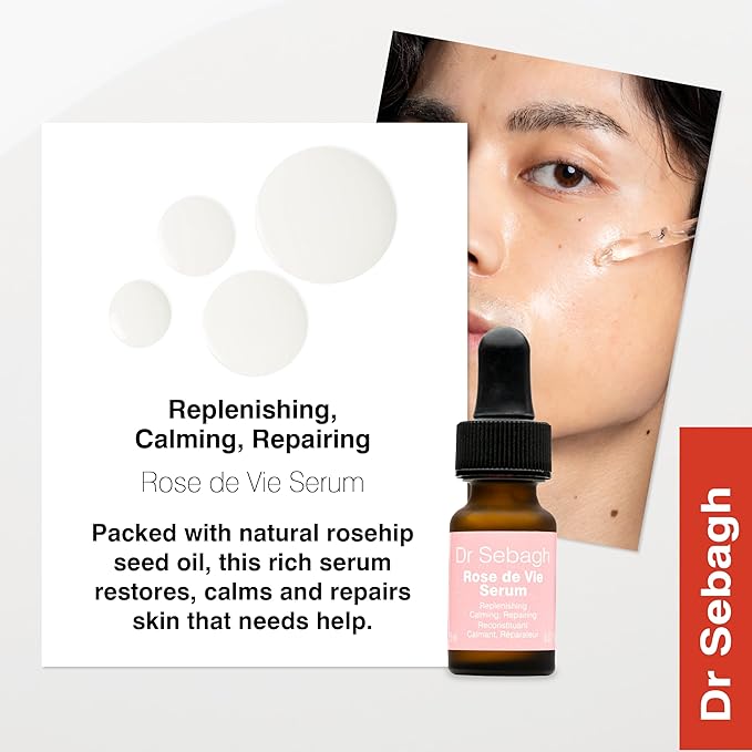 Dr Sebagh Rose de Vie Serum - 0.17 fl oz - Award-Winning Nourishing Anti-Aging Formula - Use with Dry, Mature, or Sensitive Skin - Designed to Soothe Redness & Irritation - Regenerating & Invigorating