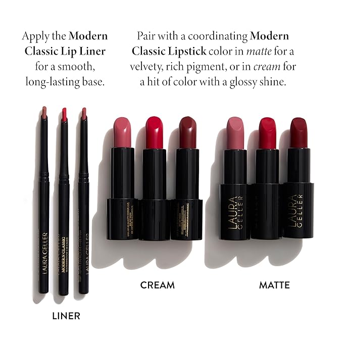 LAURA GELLER NEW YORK Modern Classic Lip Liner, Luxurious Creamy Long Lasting Lip Liner, Prevents Feathering and Fading, Radiant Rose