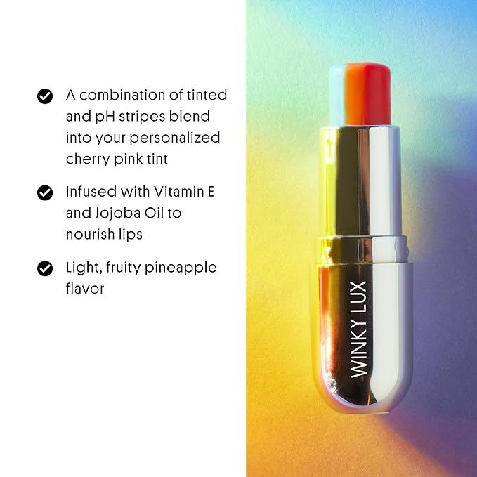 Winky Lux Rainbow Tri-Color Tinted Lip Balm – Hydrating Lip Care with Jojoba Oil & Vitamin E, Sheer Pink Tint, Moisturizes and Softens Dry Lips