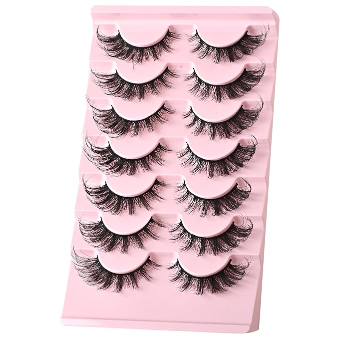 FARRED Cat Eye Lashes Natural Fox Eyelashes D Curl Wispy False Lash Strips Volume Cateye Fake Eyelash Medium Length Russian Strip Lashes Natural Look Full Pestañas Sets for MUA and Beginners Makeup