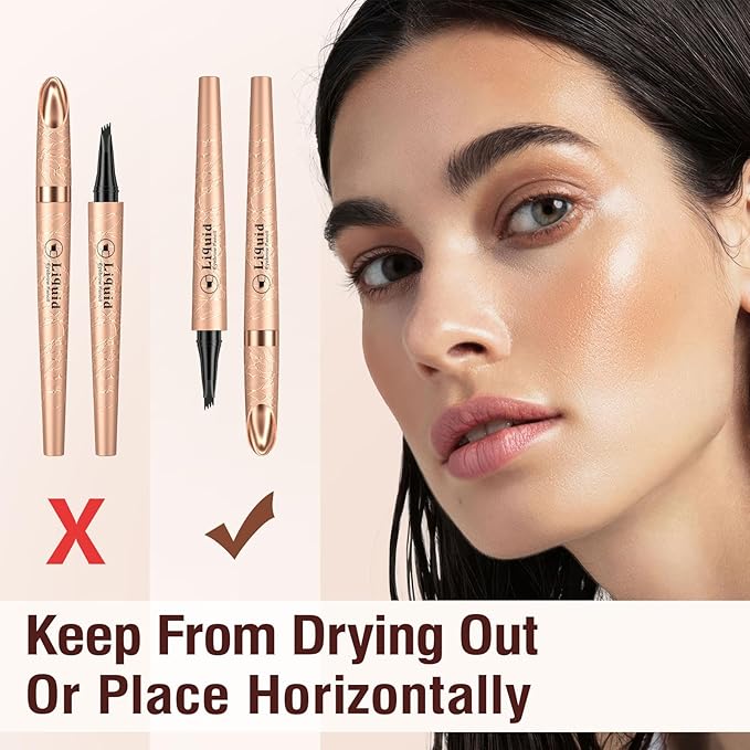 Microblading Eyebrow Pen - Eyebrow Pencils for Women, Long Lasting Waterproof Brow Pencil With Micro-Fork Tip Applicator and Stays on All Day (Dark Brown)