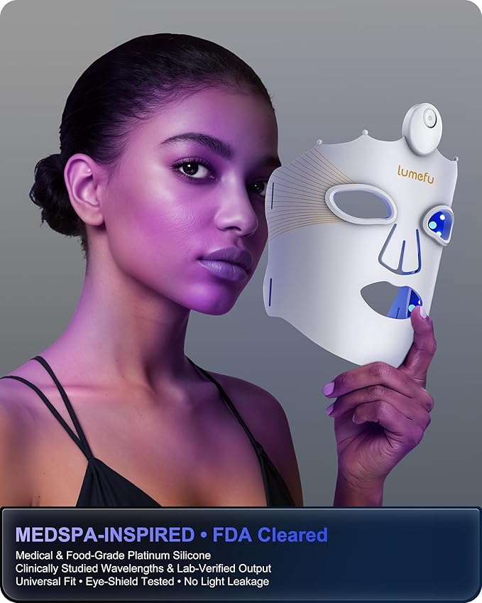 Lumefu Nimbus 3D FDA-Cleared Red Light Therapy Mask For Face 2026, Valentines Day Gift Anti-Aging & Acne Full Face Coverage 3 Treatment Modes 850nm NIR & Blue LED, Cordless Portable Home Use & Travel