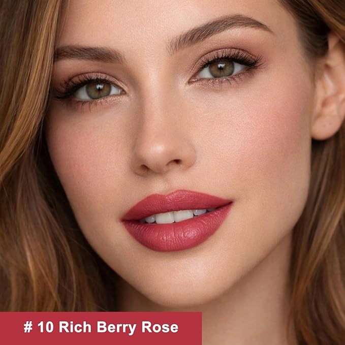 Hydrating Lipstick Cream Lip Crayon, Moisturizing Long-lasting Waterproof Stick for Women, High-Pigment Smooth Lip Liner & Tinted Lip Balm in One, Buildable Color with Natural Gloss Finish, 10