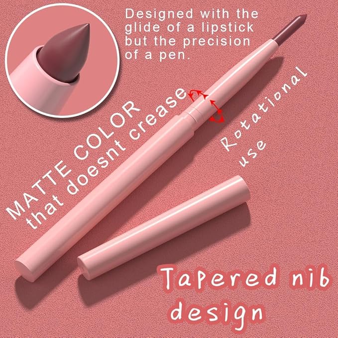 Kaely 3Pcs Matte Velvet Lip Liner Pencils Retractable for Shaping & Sculpting Lips, Lip Pencils for Women Long Lasting Waterproof Rich Lip Colors Liner Crayon Lipstick delineador de labios 06&07&11
